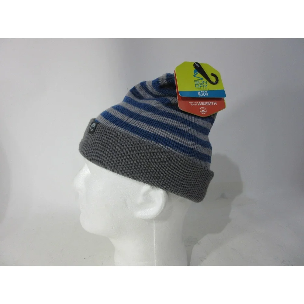 Sunday Afternoons Saturn Beanie Kids M/L Blue Gray New Marine Striped UPF50+